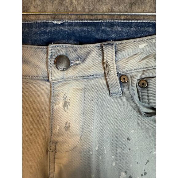 Harley-Davidson Womens Paint Splatter Skinny Jeans Light Wash Stretch - Size 26 - Picture 2 of 9